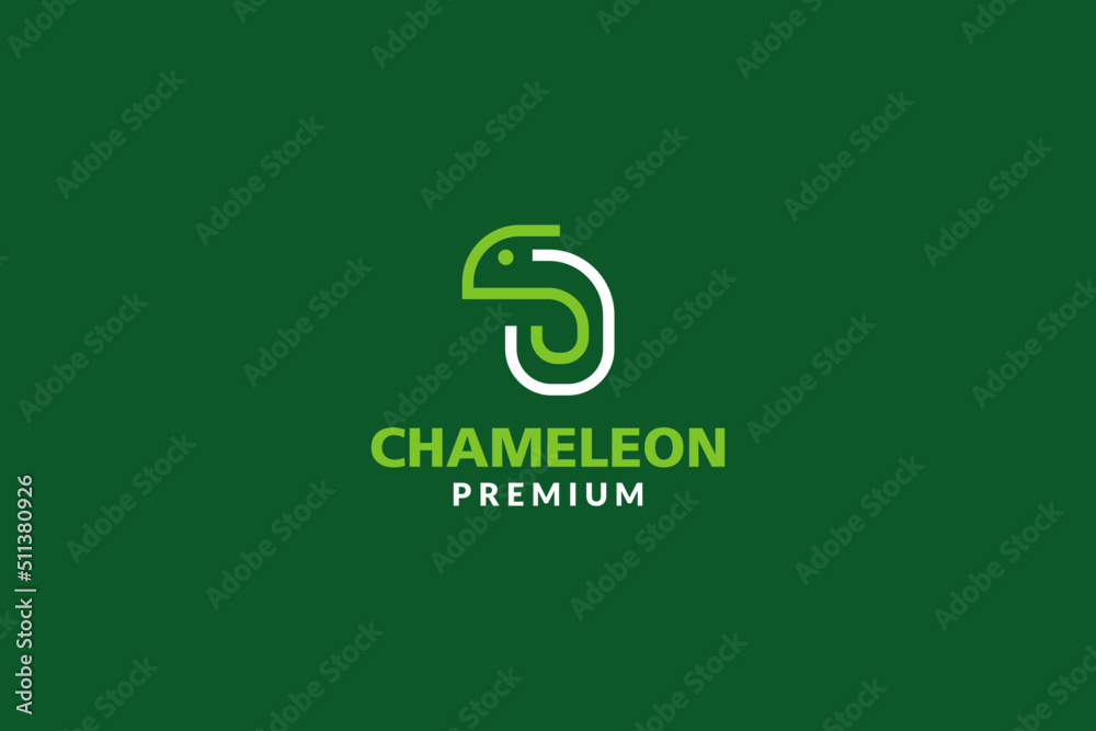 Obraz premium Flat chameleon logo design template