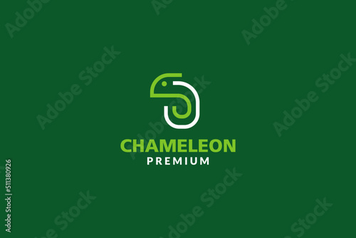 Flat chameleon logo design template