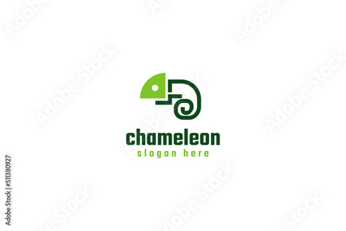 Flat chameleon logo design template