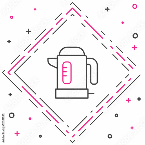 Line Electric kettle icon isolated on white background. Teapot icon. Colorful outline concept. Vector