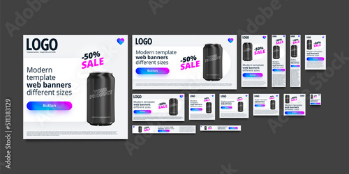 Web banners template in different sizes. Google КМС and DV360.