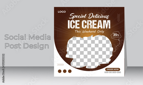 Special delicious ice cream Social Media post design or Instagram banner template