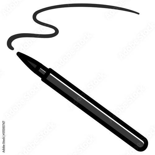 太い線で描かれた化粧品のカットイラスト / 黒いアイライナー