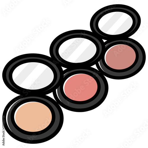 太い線で描かれた化粧品のカットイラスト / チークやブロンザーなどのフェイスカラー