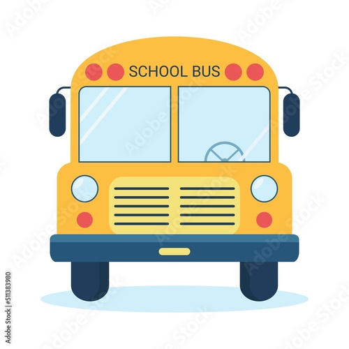 Yellow school bus vector illustration on white background