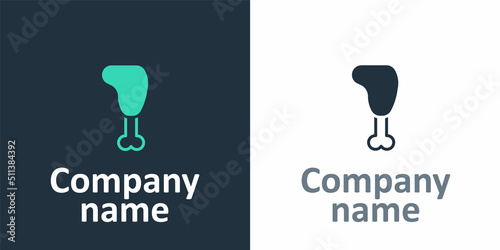 Logotype Chicken leg icon isolated on white background. Chicken drumstick. Logo design template element. Vector