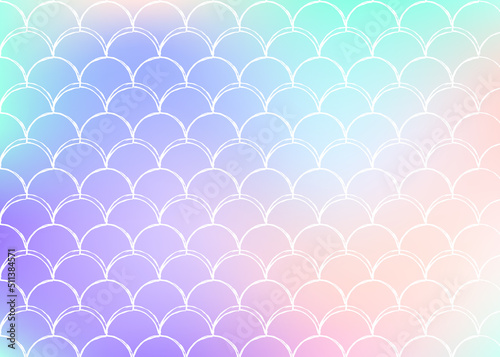 Holographic mermaid background with gradient scales.