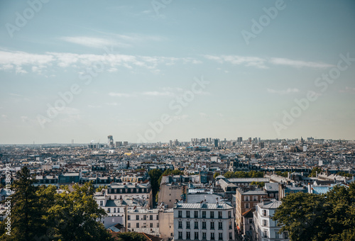 Paris montmartre neighborhood with a view from the sacre coeur over paris