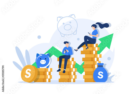 Return on investment ROI Concept, Showing people managing financial and profit income, Suitable for landing page