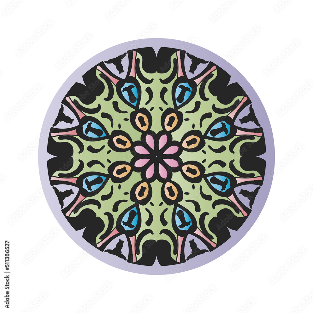 Isolated colorful mandala graphic vector. Polar design colorful on white background. Design print for pattern, wallpaper, symbol, embroidery, textile.