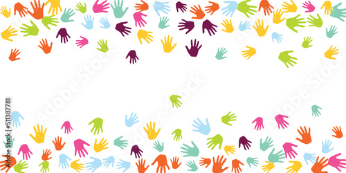 Creative children handprints nursery games concept vector