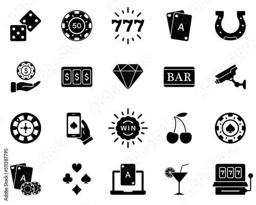 Wallpaper Mural Poker Casino Gamble Game Black Silhouette Icon. Play Gambling Card Glyph Pictogram. Bet Lottery Jackpot 777 in Vegas Flat Symbol. Casino Poker Betting Chip Sign. Isolated Vector Illustration Torontodigital.ca