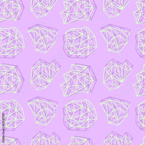 Geometric seamless pattern on a lilac background.