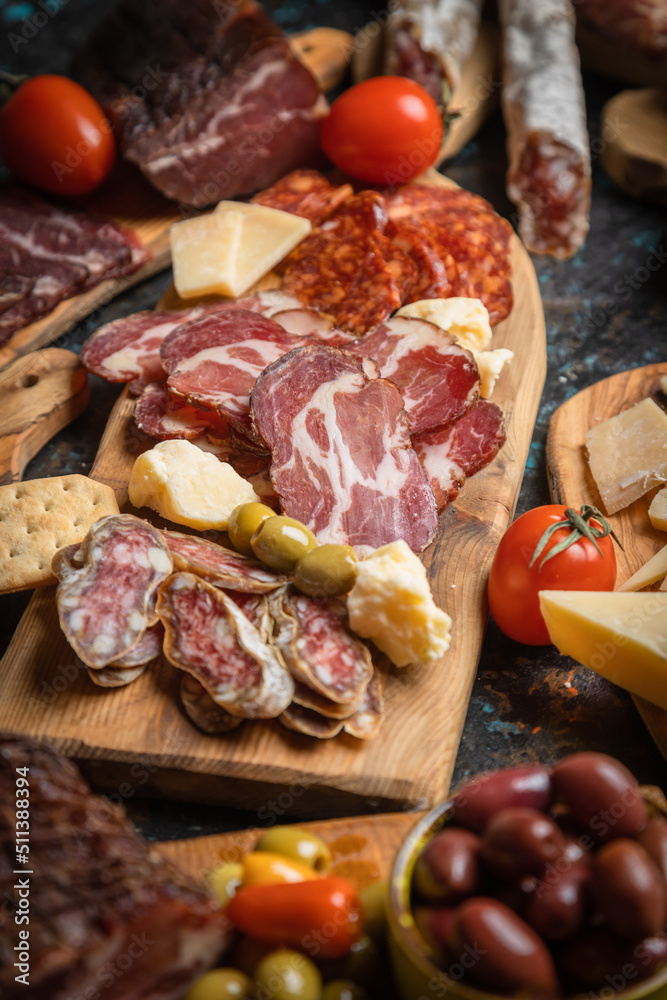 Charcutierie board with various cold cuts Charcutierie board with various cold cuts