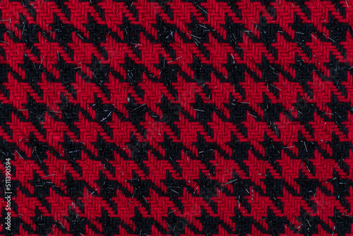 wool textile - red checkered tweed design