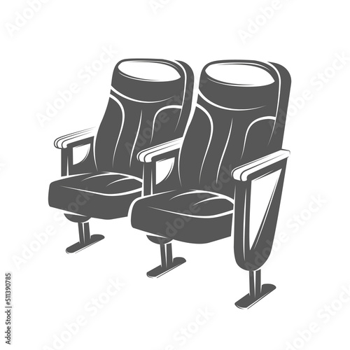 Vintage theater seat isolated on white background. Cinema armchair. Vector illustration