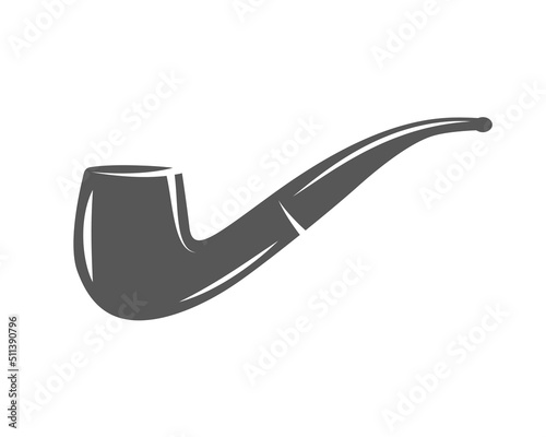 Vintage smoking pipe silhouette isolated on white background. Vector illustration