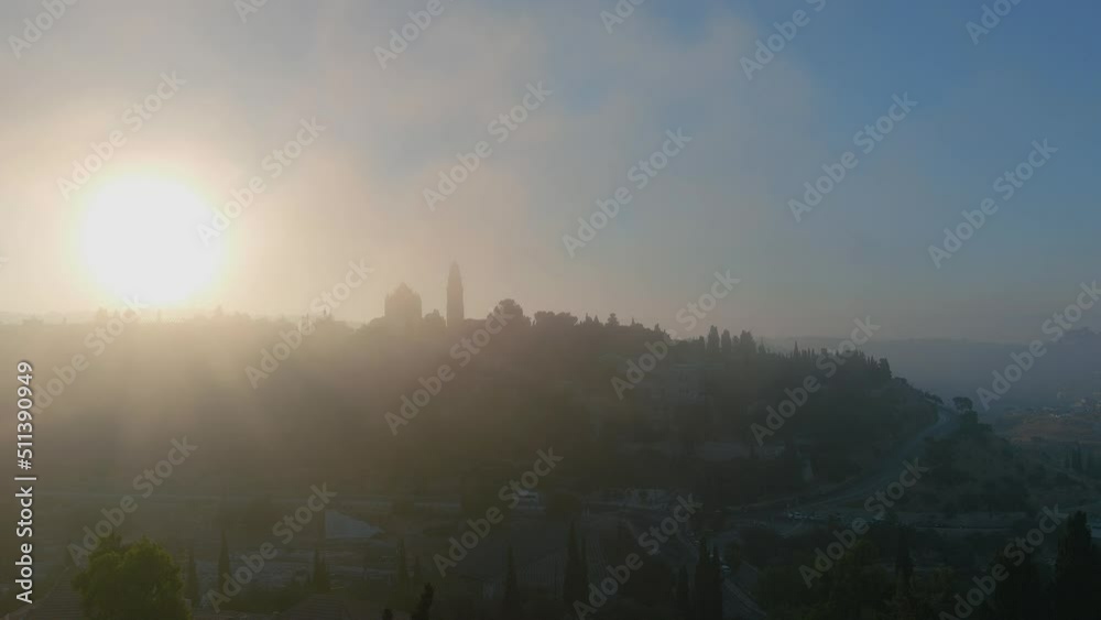 
Windmill with beautiful glowing sunset, Montefiore ,Jerusalem, Aerial
Montefiore Windmill also known as the Jerusalem Windmill and Yemin Moshe, at sunset, 2022, israel, drone view

