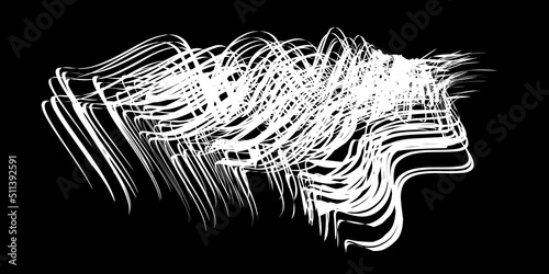 White flow brushstroke on white background.. Fluffy bunch of white politics. Abstract disheveled fibres. Vector illustration swirl blur. Crayons and chalk paint, fibers, hair and bunch