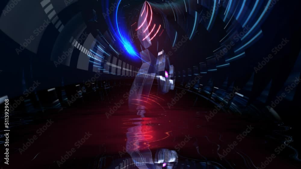 Abstract futuristic digital background reflected in water Abstract futuristic digital background reflected in water