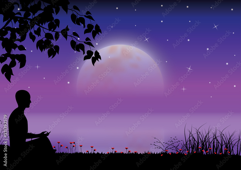 Meditation and yoga with beautiful nature, Vector illustrations Meditation and yoga with beautiful nature, Vector illustrations