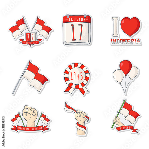 indonesia independence day, stickers