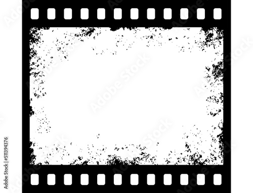 Old grunge movie film strip or vintage filmstrip texture, vector frame background. Old photo negative or cinema camera film strip with grunge borders, retro picture photography
