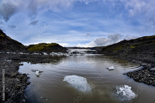 Beautiful Iceland landscape  Lagoon with blocks of ice on sunny day  Iceland nature. Ice lagoon in Iceland