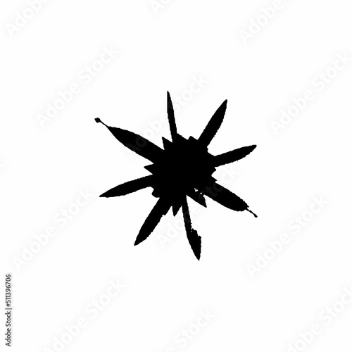 Snowflake Grunge Decor element for the designer Stamp Black shape on white background Spot Vector illustration