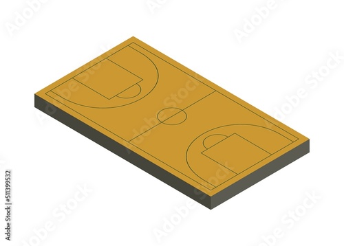 Basketball court without net. Simple flat illustration in isometric view.