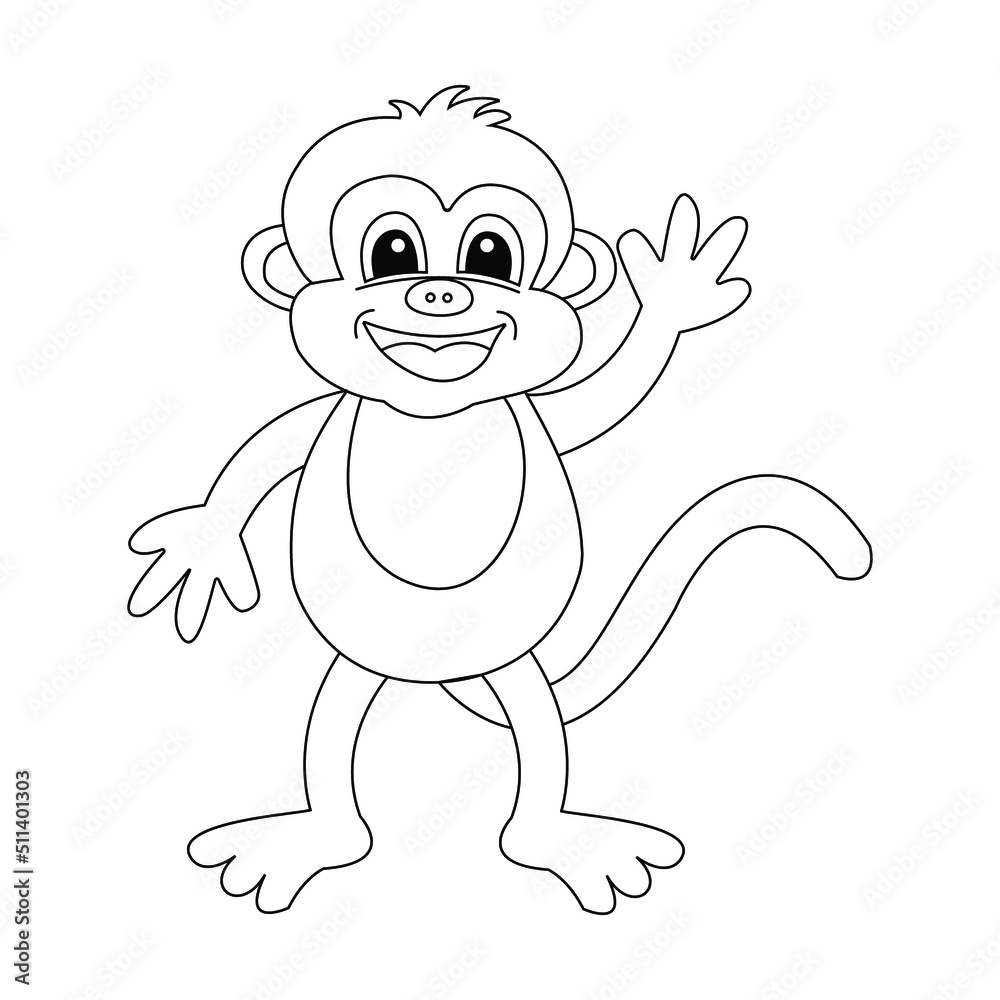 cute cartoon monkey jumping vector illustration