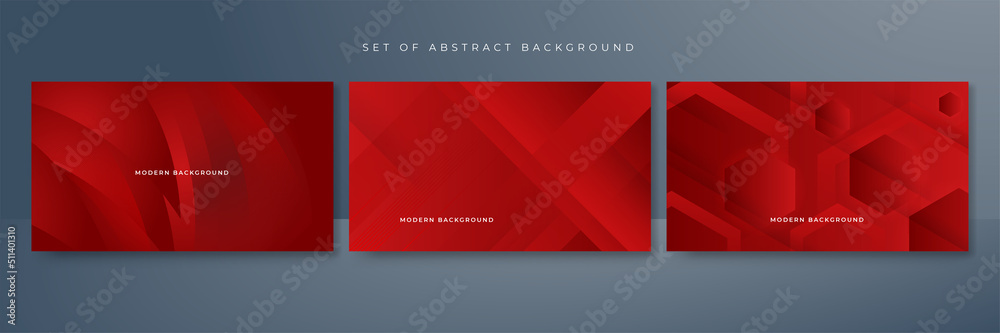 Set of red abstract background for business presentation template design