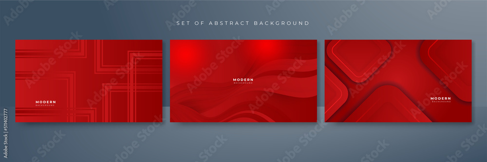 Set of abstract lines pattern technology on red gradients background for business presentation design template. Set of abstract lines pattern technology on red gradients background for business presentation design template.