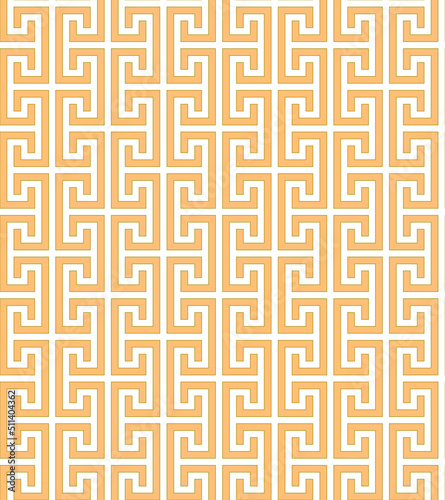 Vector seamless geometric abstract orange pattern in antique style on a white background