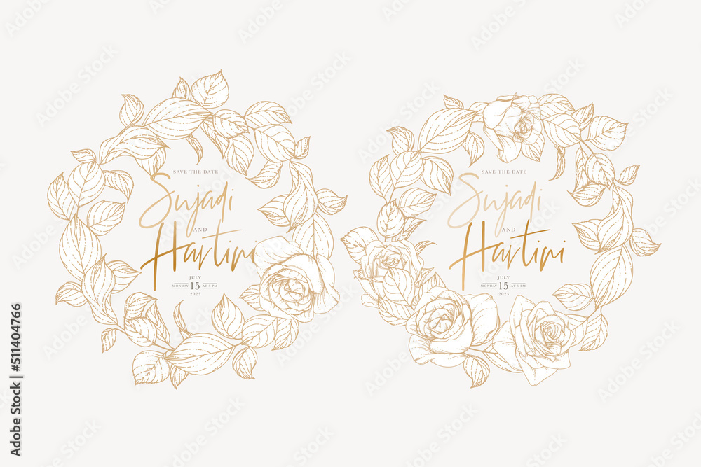 hand drawn floral frame wreath and background design