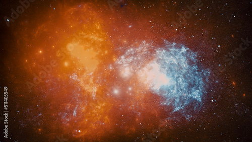 space galaxy background with two nebulas red and blue