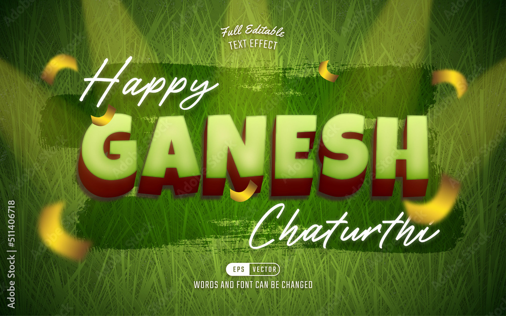 3d Editable Happy Ganesh Chaturthi Text Effect Template