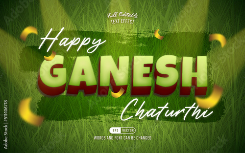 3d Editable Happy Ganesh Chaturthi Text Effect Template