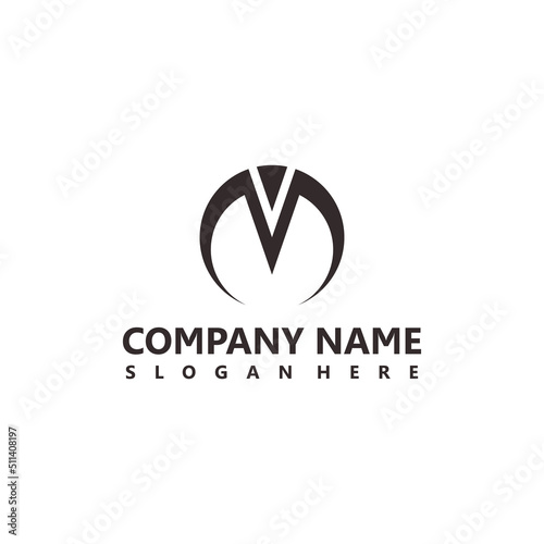 initial round letter m v logo. simple V M vector icon