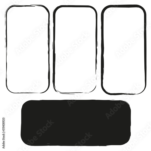 black grunge frames. Edge frame. Abstract texture. Vector illustration. stock image. 