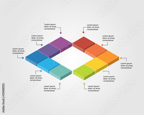 square chart template for infographic for presentation for 10 element