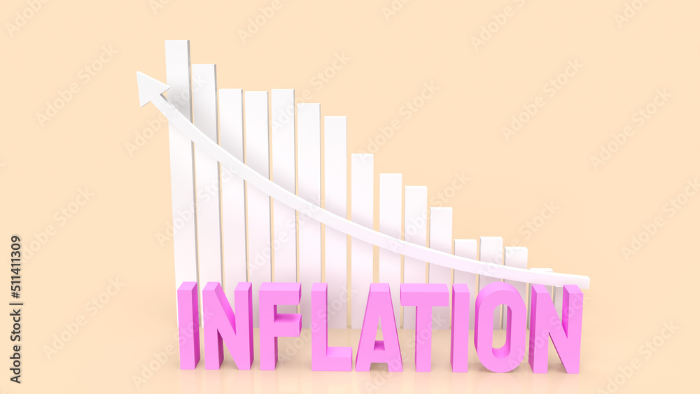 The inflation word and chart for business concept 3d rendering