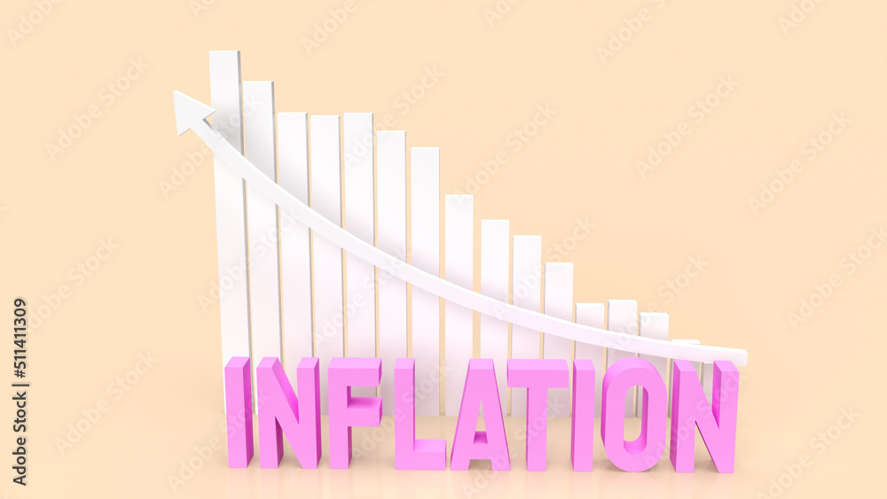 The inflation word and chart for business concept 3d rendering The inflation word and chart for business concept 3d rendering
