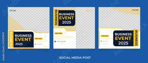 Business conference meeting social media post banner design template