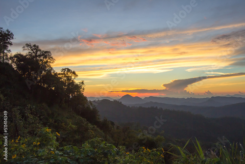 Impressive scenery during sunset from Kiew Lom viewpoint,Pang Mapa districts,Mae Hong Son,Northern Thailand. 