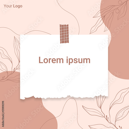Social media feed post template with organic shape background