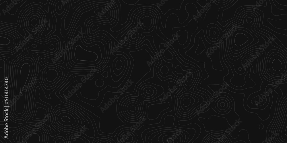 Vector Modern Dark Grey Topography Contour Map, Abstract topographic contours map background, Geographic Terrain Area Satellite View Digital Cartographic UI, Geographic abstract grid vector