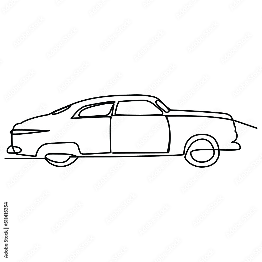one line continuous drawing classic car 