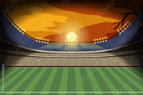 soccer stadium with green grass. Vector illustration