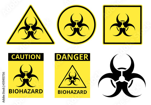 biohazard warning sign set isolated on white background